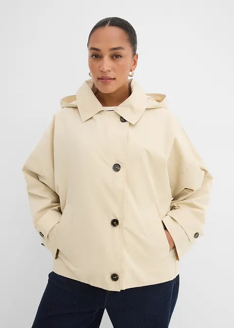 Oversize Übergangsjacke in beige von vorne (im Anschnitt) - bonprix