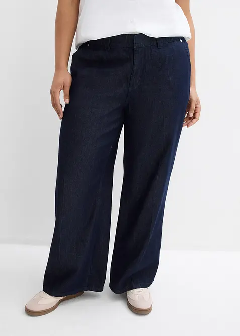 Wide-Leg-Jeans, Straight in blau von vorne - bonprix