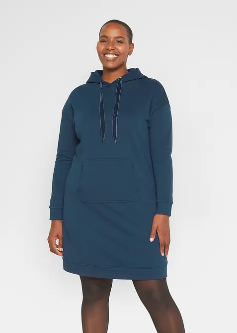 Mini-Sweatkleid in blau von vorne (Totalaufnahme) - bonprix