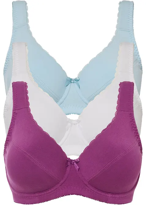BH mit Bügel mit Bio-Baumwolle (3er Pack) in lila von vorne - bonprix