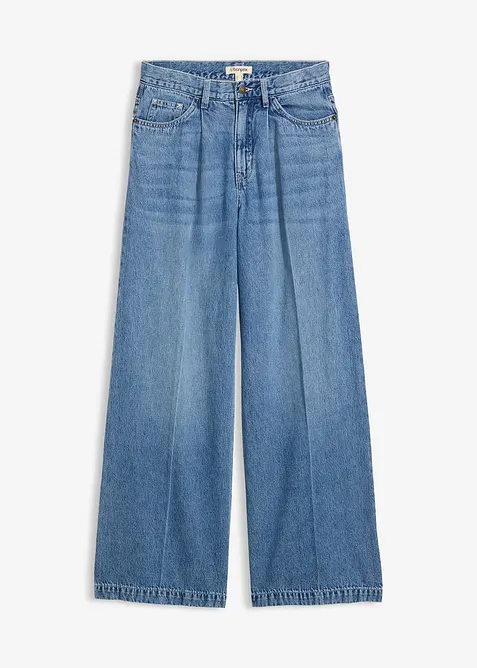 Super Wide Palazzo-Jeans, Baumwolle in blau von vorne - bonprix