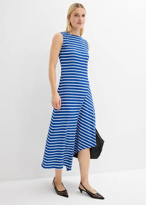 Maxikleid mit asymmetrischem Saum in blau im Look von vorne (Totalaufnahme) - bonprix