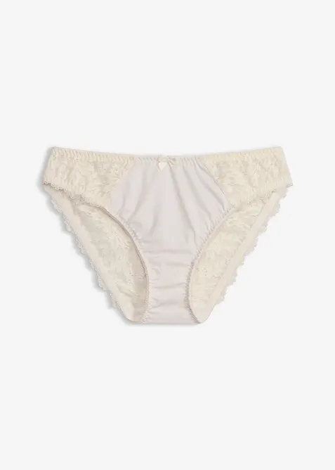 Slip mit zarter Spitze in weiß von vorne - bonprix