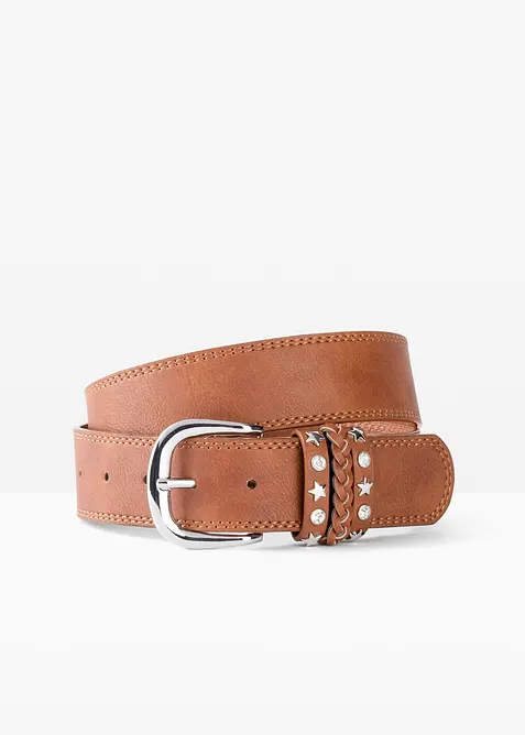 Gürtel mit Nietendetail in braun von vorne - bonprix