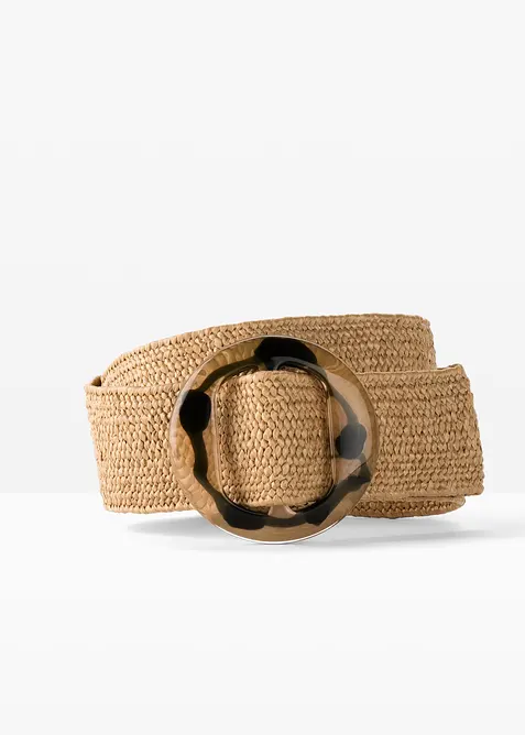 Taillengürtel in Strohoptik in beige von vorne - bonprix