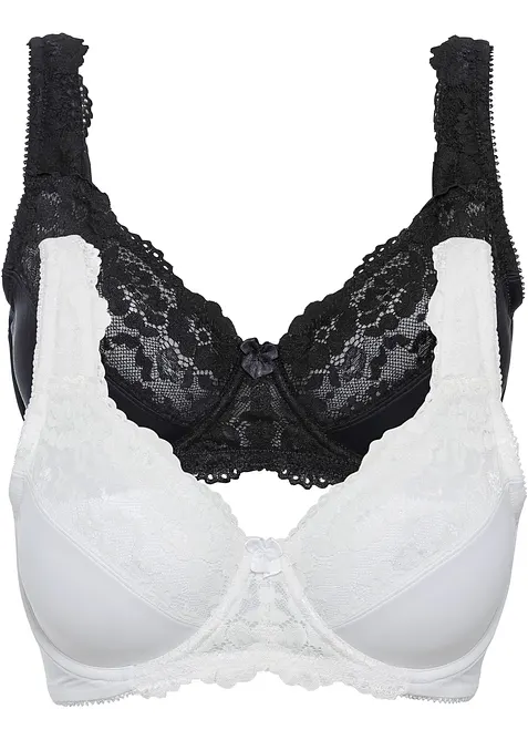 Minimizer-BH mit gepolsterten Trägern (2er Pack) in schwarz von vorne - bonprix