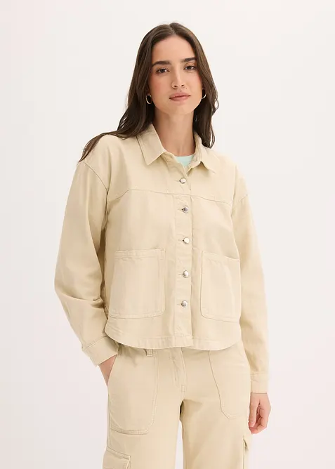 Shaket aus reiner Baumwolle in beige von vorne (im Anschnitt) - bonprix