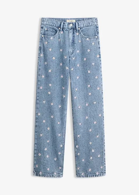 Straight-Jeans High Waist, Baumwolle in blau von vorne - bonprix