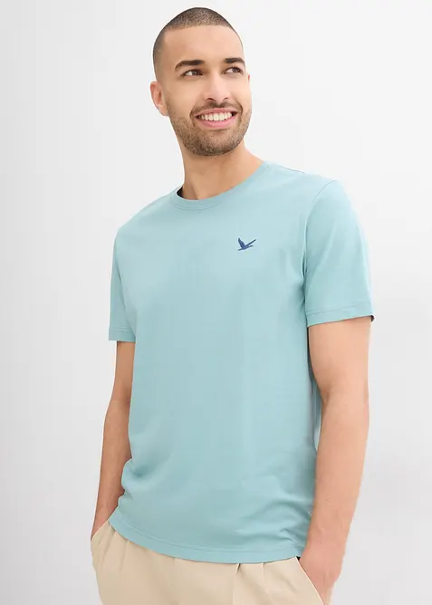 T-Shirt in Regular Fit (3er Pack) in blau von vorne (im Anschnitt) - bonprix