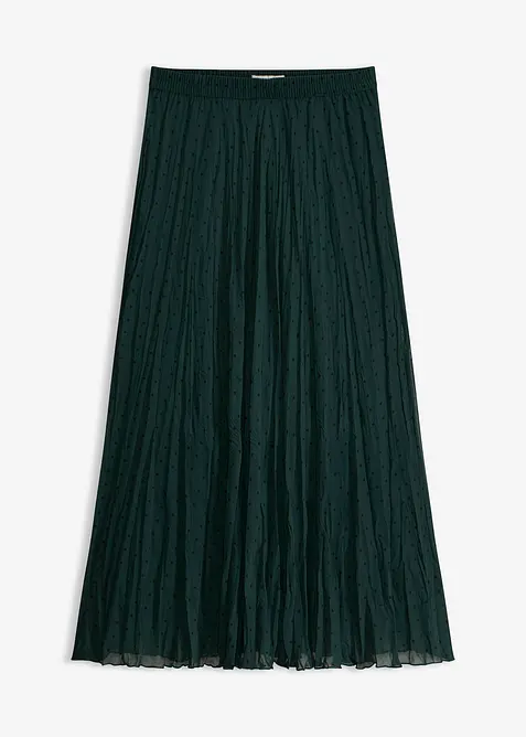 Chiffon-Rock mit Crinkle- Effekt in grün von vorne - bonprix