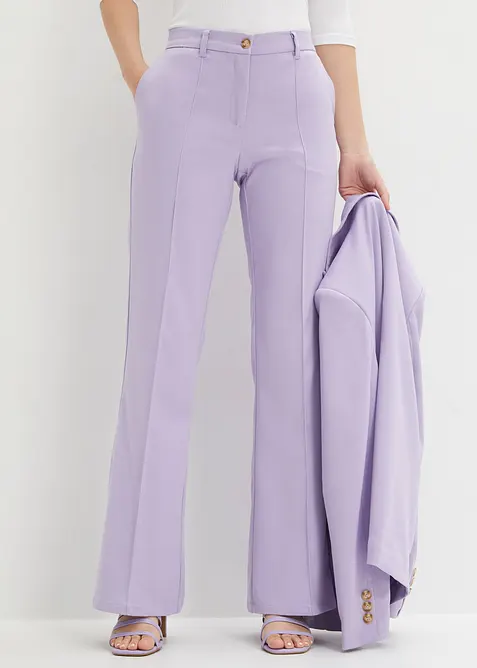 Anzugshose mit ausgestelltem Bein in lila von vorne - bonprix