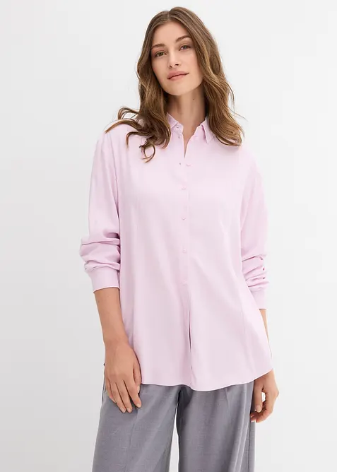Hemdbluse aus softer Viskose in lila von vorne (im Anschnitt) - bonprix