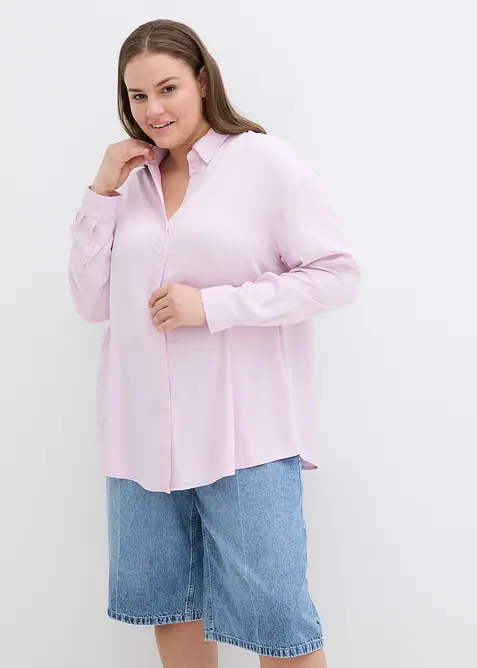 Hemdbluse aus softer Viskose in lila von vorne (im Anschnitt) - bonprix