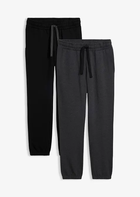 Regular Fit Jogginghose (2er Pack), Straight in schwarz von vorne - bonprix