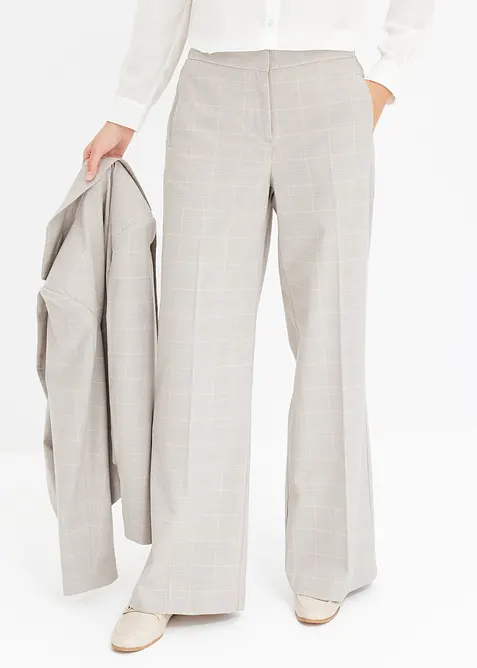 Glencheck Marlenehose mit Viskose in grau von vorne - bonprix