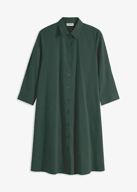 Hemdblusenkleid aus griffigem Popeline in grün von vorne - bonprix
