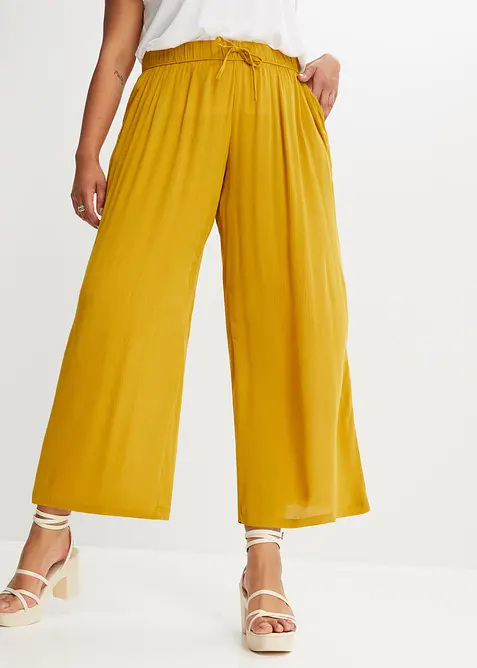 Schlupfhose aus softer Viskose in gelb von vorne - bonprix