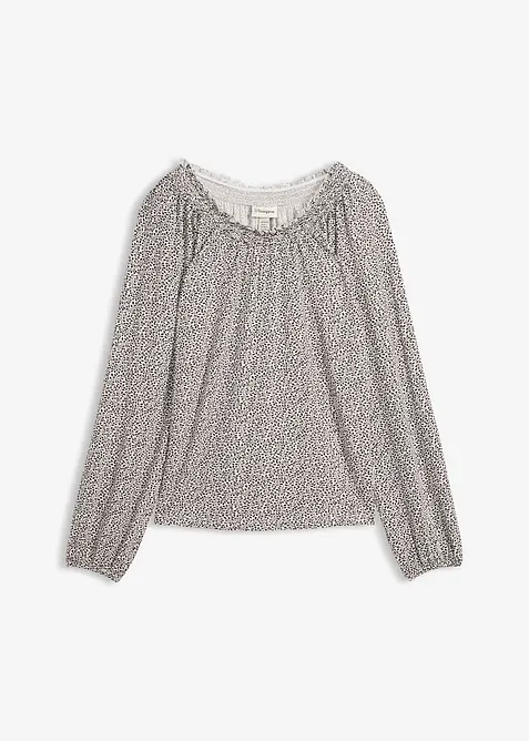 Langarmshirt aus Viskose-Mix in weiß von vorne - bonprix