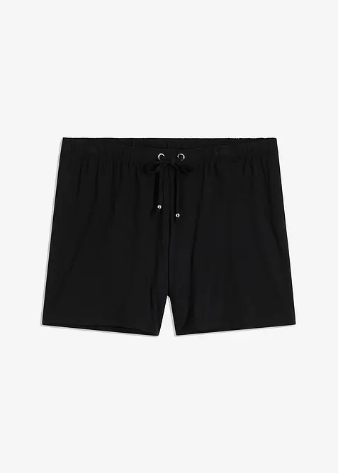 Strandshorts aus fließendem Viskose-Mix in schwarz von vorne - bonprix
