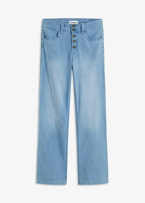 Straight-Jeans High Waist, Stretch in blau von vorne - bonprix