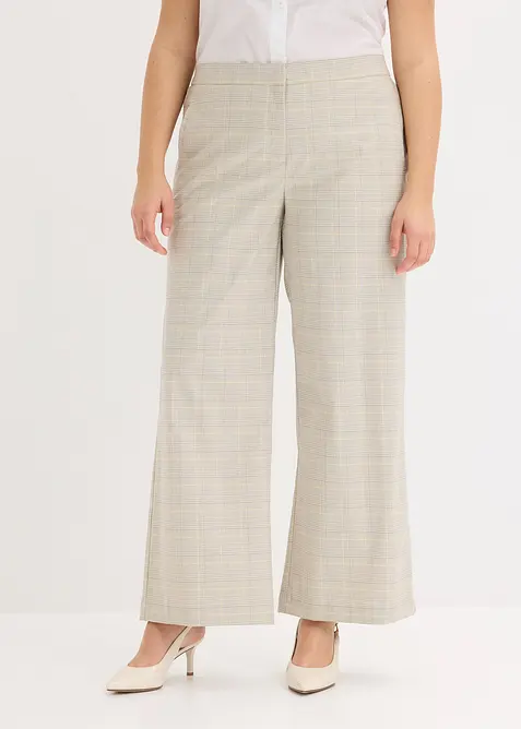 Glencheck Marlenehose mit Viskose in gelb von vorne - bonprix