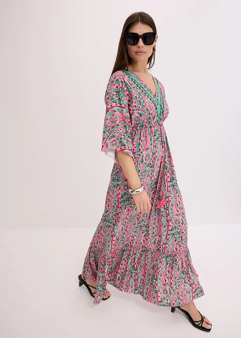 Maxikleid aus fließender Viskose in pink im Look von vorne (Totalaufnahme) - bonprix
