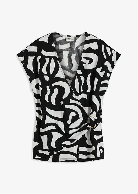 Tailliertes Shirt in schwarz von vorne - bonprix