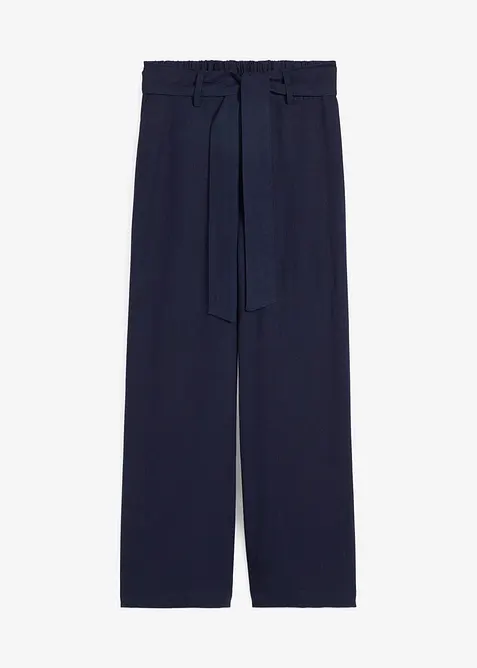 Culotte aus luftigem Leinen-Mix in blau von vorne - bonprix