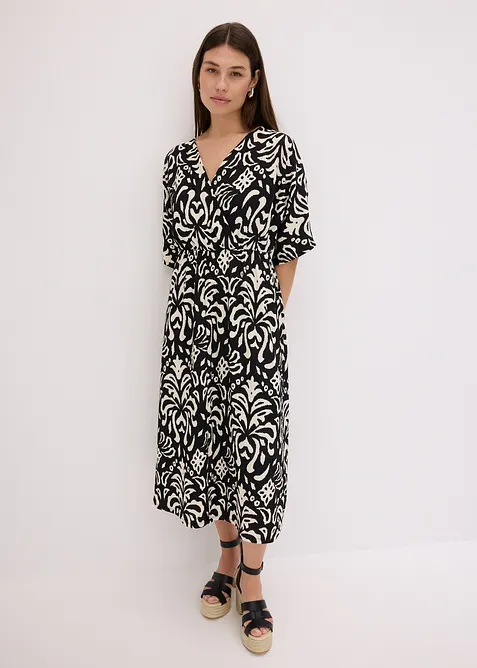 Jerseykleid in schwarz von vorne (Totalaufnahme) - bonprix