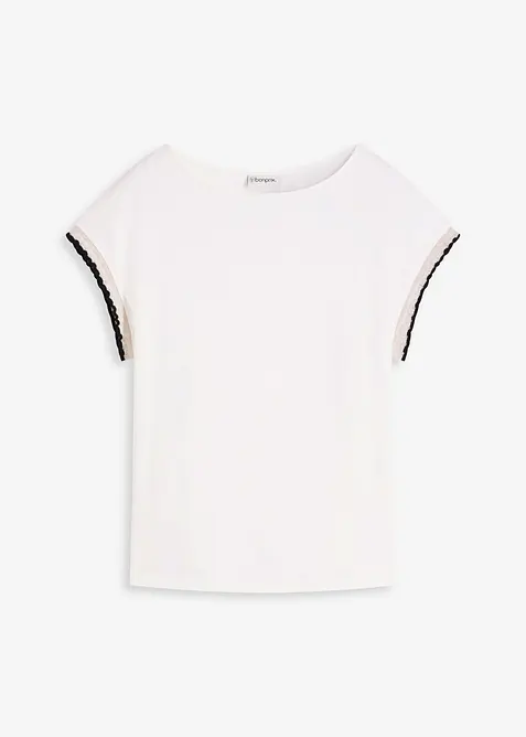 Shirt aus reiner Baumwolle in weiß von vorne - bonprix