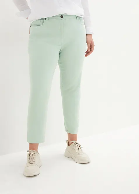 7/8-Hose aus elatischem Baumwoll-Mix in grün von vorne - bonprix