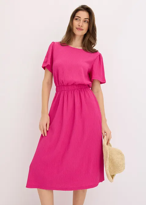 Ausgestelltes Jerseykleid in pink von vorne (Totalaufnahme) - bonprix