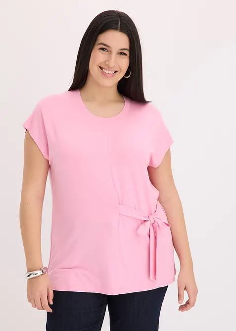 Shirt aus softem Viskose-Mix in rosa von vorne (im Anschnitt) - bonprix