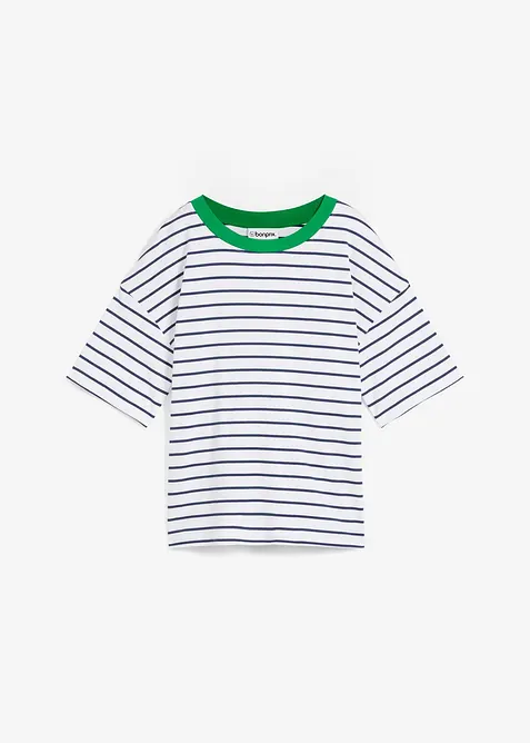 Oversize-T-Shirt aus schwerer Bio-Baumwolle in weiß von vorne - bonprix