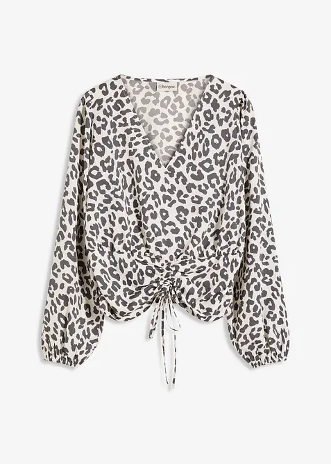 Bluse mit Raffung in weiß von vorne - bonprix