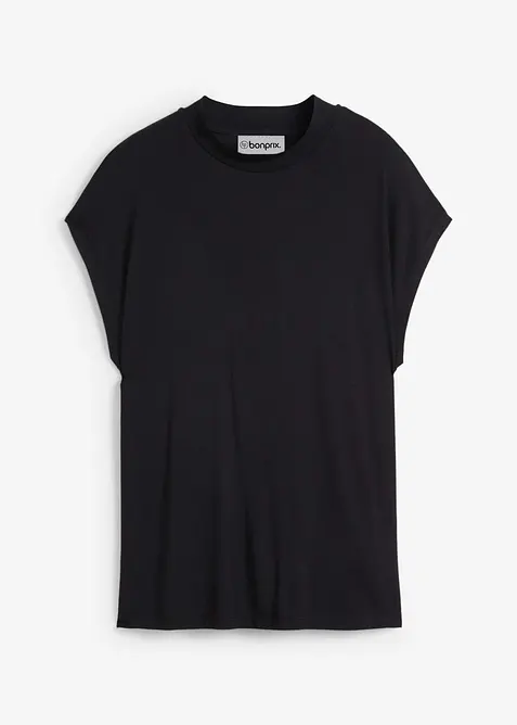 T-Shirt aus softer Viskose in schwarz von vorne - bonprix