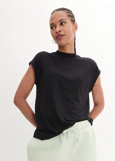 T-Shirt aus softer Viskose in schwarz von vorne (im Anschnitt) - bonprix