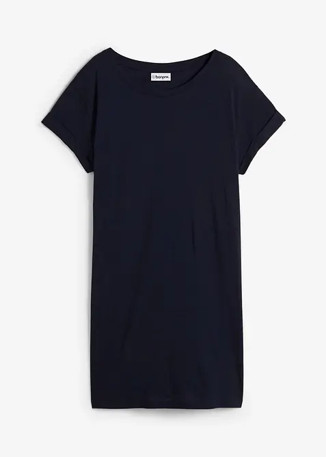 Boxy-Longshirt mit kurzen Ärmeln in blau von vorne - bonprix