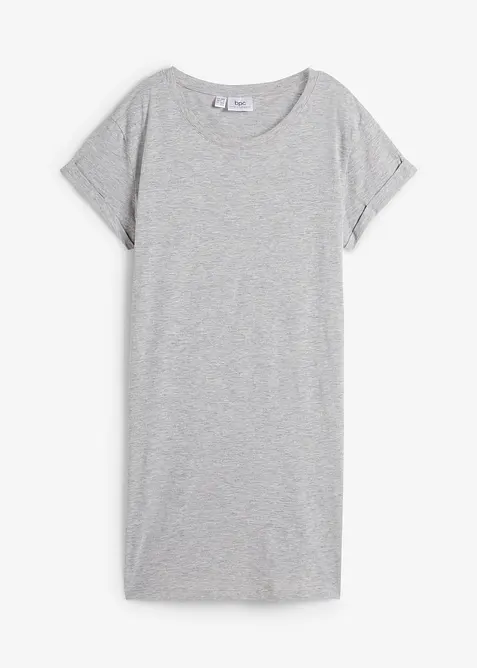 Boxy-Longshirt mit kurzen Ärmeln in grau von vorne - bonprix