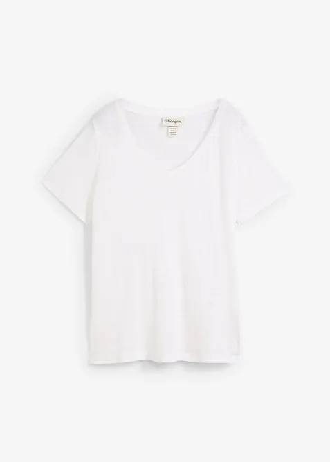 T-Shirt aus reinem Leinen in weiß von vorne - bonprix