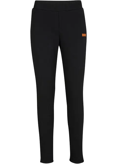 Thermo-Leggings mit Teddyfutter in schwarz von vorne - bonprix