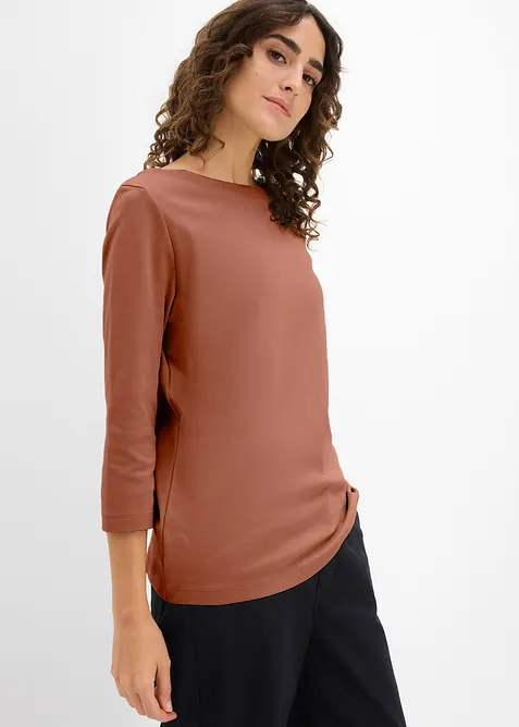 Shirt aus reiner schwerer Bio-Baumwolle in braun von vorne (im Anschnitt) - bonprix