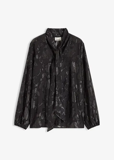 Schlupfbluse mit Stickerei in schwarz von vorne - bonprix
