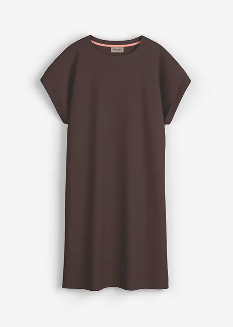 Shirtkleid aus schwerer reiner Bio-Baumwolle in braun von vorne - bonprix