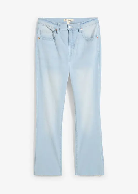 Bootcut-Jeans High Waist, cropped in blau von vorne - bonprix