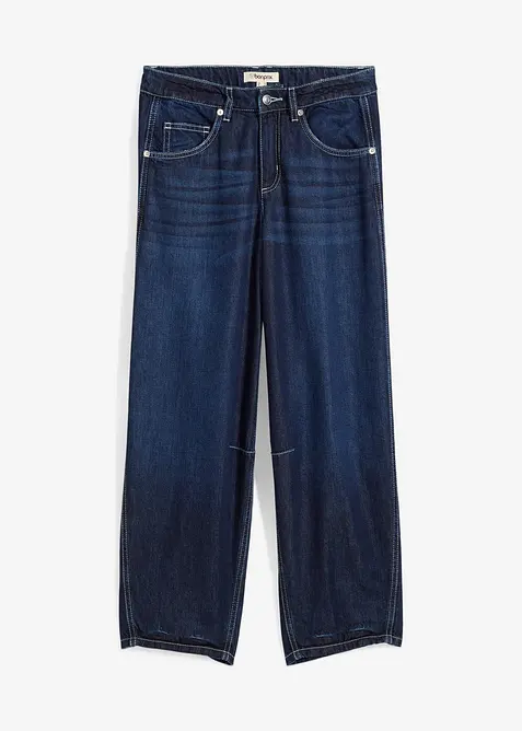 Ballon-Jeans Mid Waist in blau von vorne - bonprix