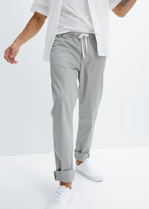Regular Fit Stretch-Schlupfhose, Straight in grau von vorne - bonprix