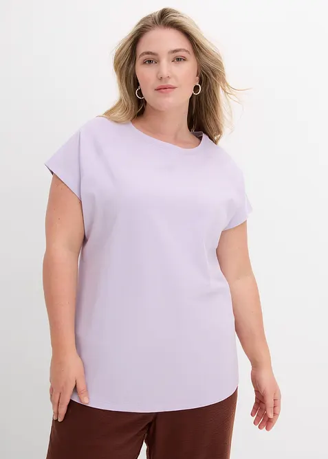 T-Shirt aus reiner Bio-Baumwolle in lila von vorne (im Anschnitt) - bonprix