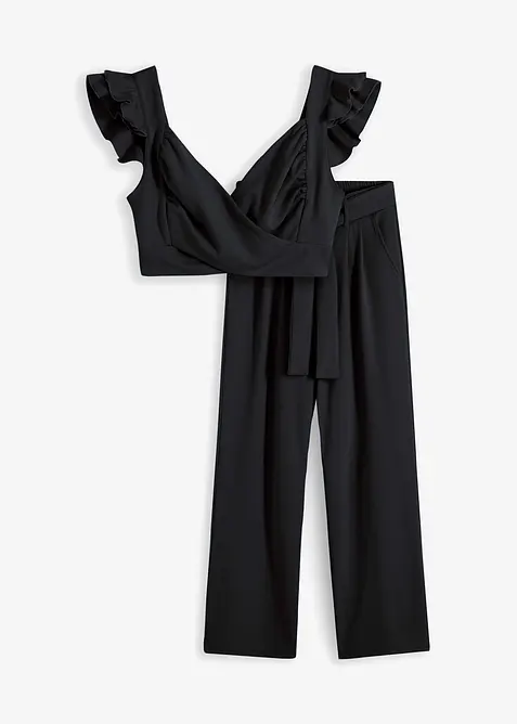 Top und Hose (2-tlg.Set) in schwarz von vorne - bonprix