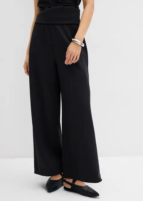 Marlenehose aus Piqué in schwarz von vorne - bonprix